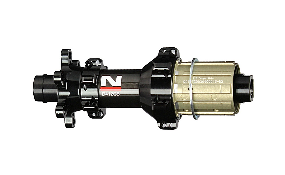 Buje trasero Novatec D412CB-X12-A4ALS-11S, negro, 24 agujeros