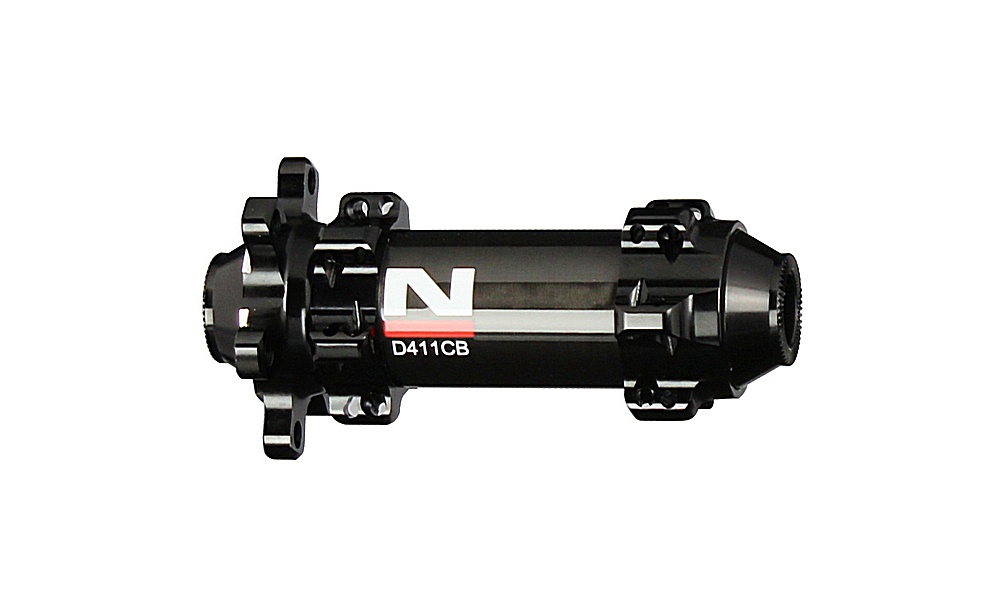 Buje de disco delantero Novatec D411CB-12, negro, 24 agujeros