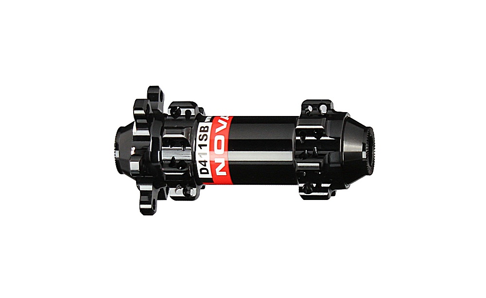 Buje de disco delantero Novatec D411SB-12, negro, 28 agujeros