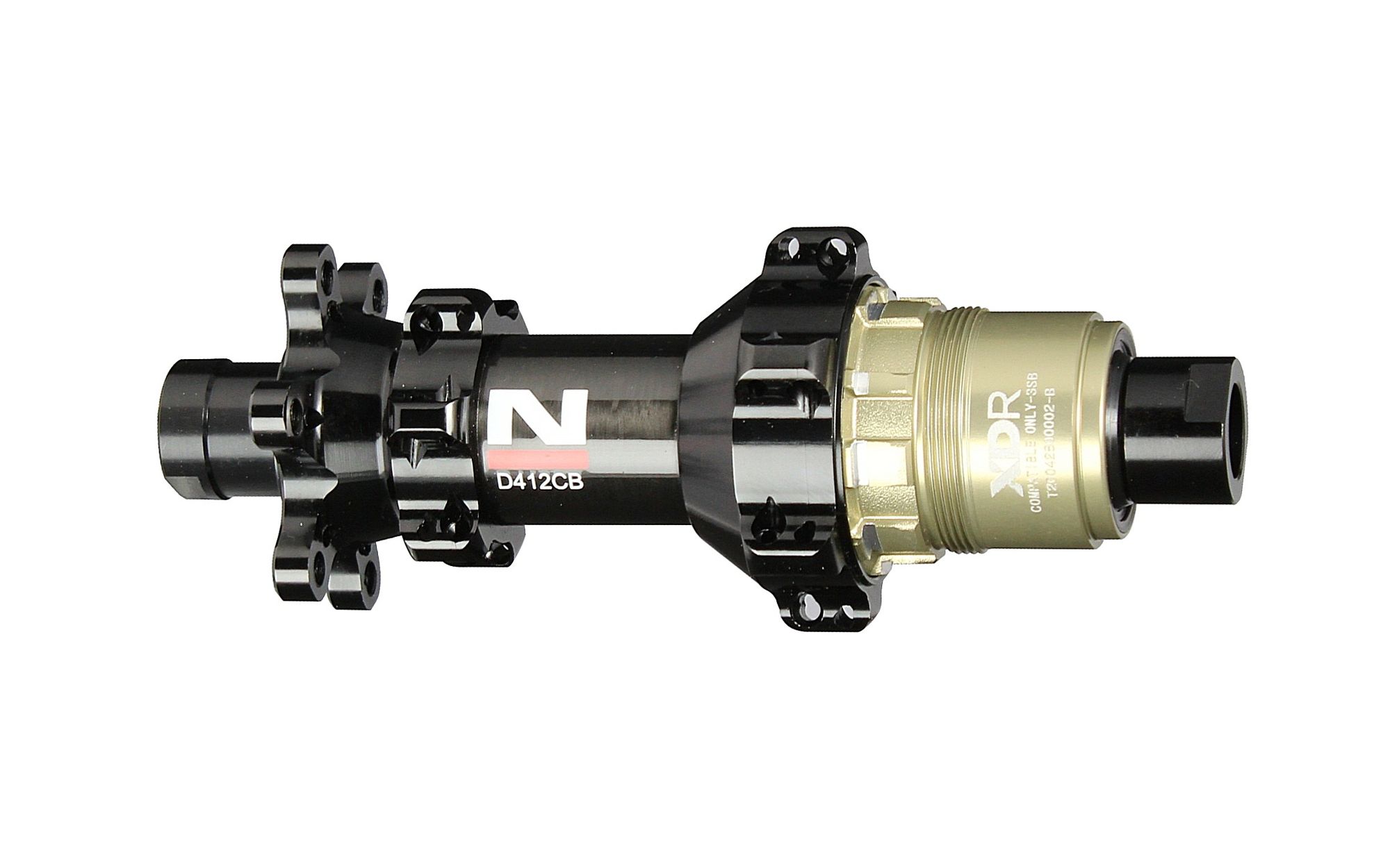 Buje trasero Novatec D412CB-X12-A4A-XDR, negro, 24 agujeros