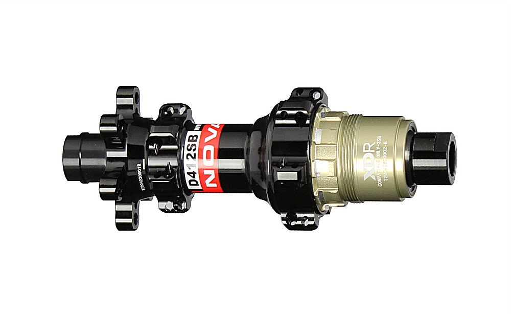 Buje de rueda trasera Novatec D412SB-X12-A4A-XDR, negro, 24 agujeros