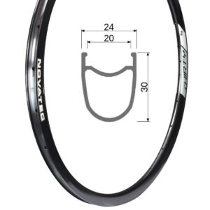 Llanta, aleación, 700C, 24H, Novatec 30 disc, negro brillante, 30x20, soldada, Tub.Ready, OE