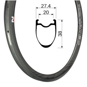 Llanta trasera ancha Rim R3-C_U3.0 24H (8:16) Tubeless ready con logo R3 - SRV