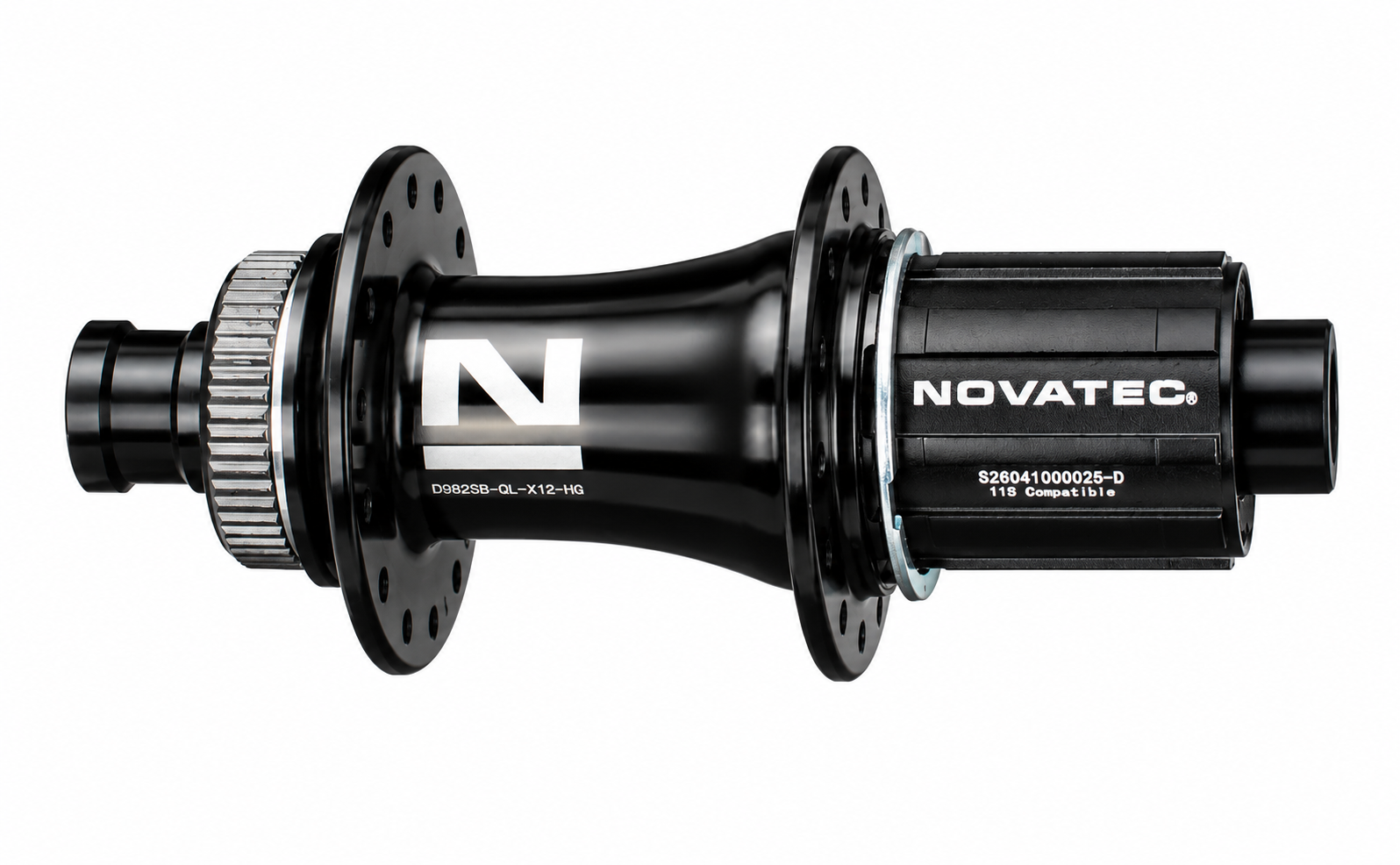 Buje de disco trasero Novatec D982SB-CL-X12-HG, centerlock, negro, 28 agujeros