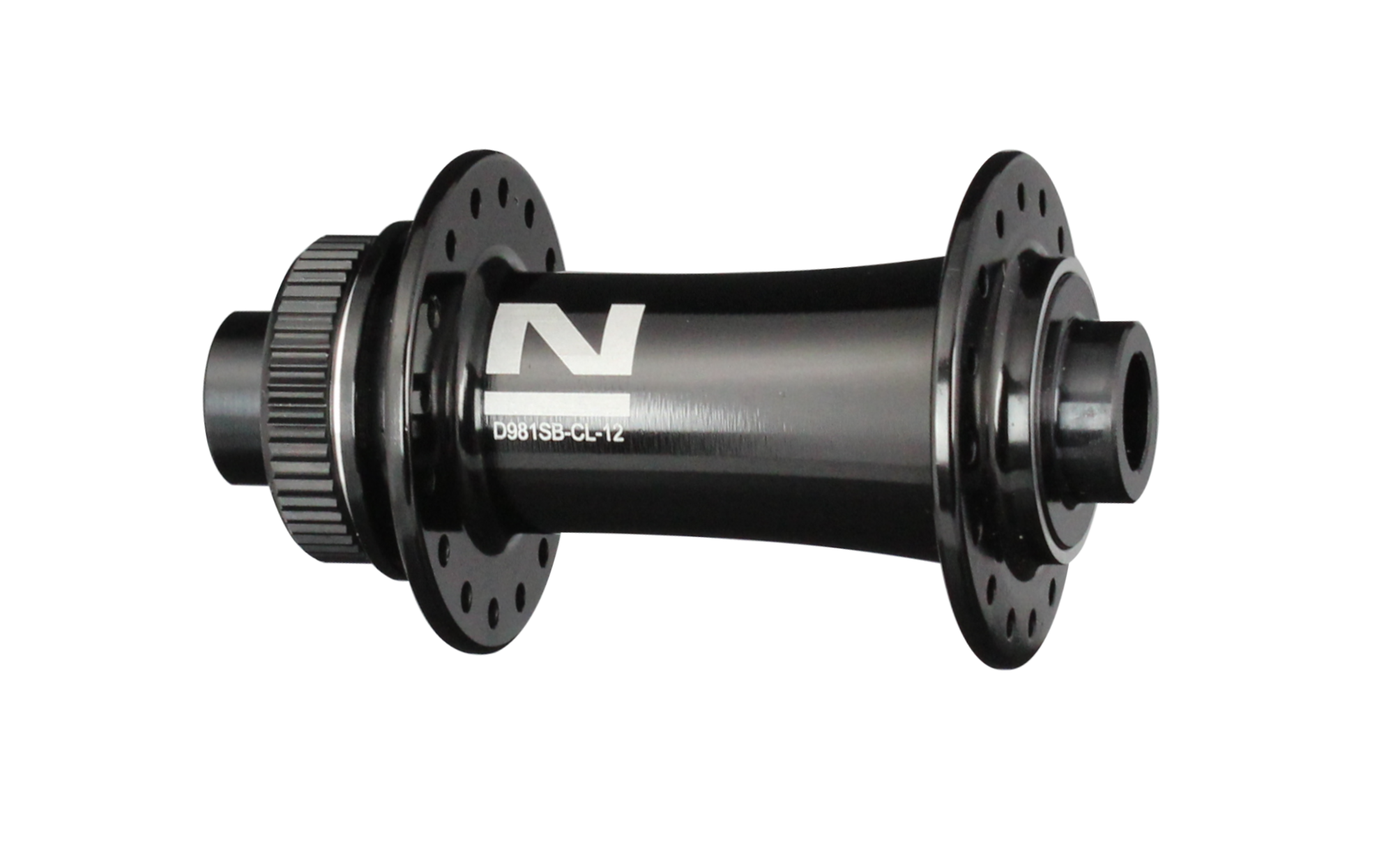 Buje de disco delantero Novatec D981SB-CL-12, centerlock, negro, 24 agujeros